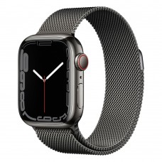 Смарт-годинник Apple Watch Series 7 GPS + Cellural, 45mm Graphite Stainless Steel Case with Graphite Milanese Loop (MKJJ3)